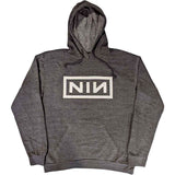 Nine Inch Nails - Classic Logo- Charcoal Grey Stone Wash Pullover Hoodie