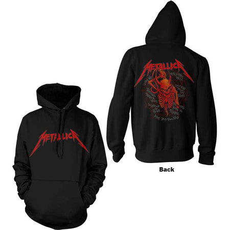 Metallica - Skull Screaming Red w/backprint - Black Hooded Sweatshirt