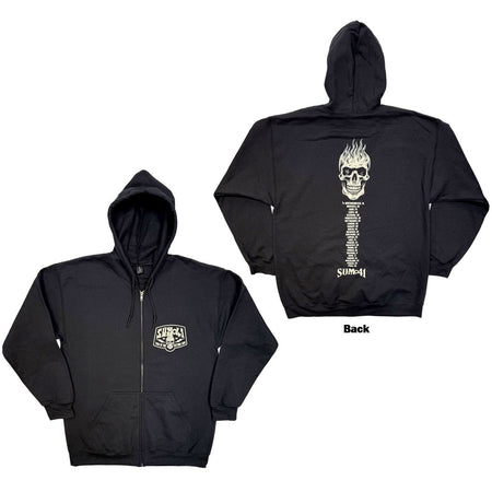 Sum 41 - Tour -24  Pt 2 Logo & Skull - Black Zip  Hooded Sweatshirt