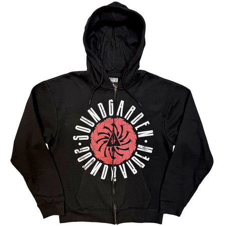 Soundgarden - Circle Logo  - Black Zipped  Hooded Sweatshirt