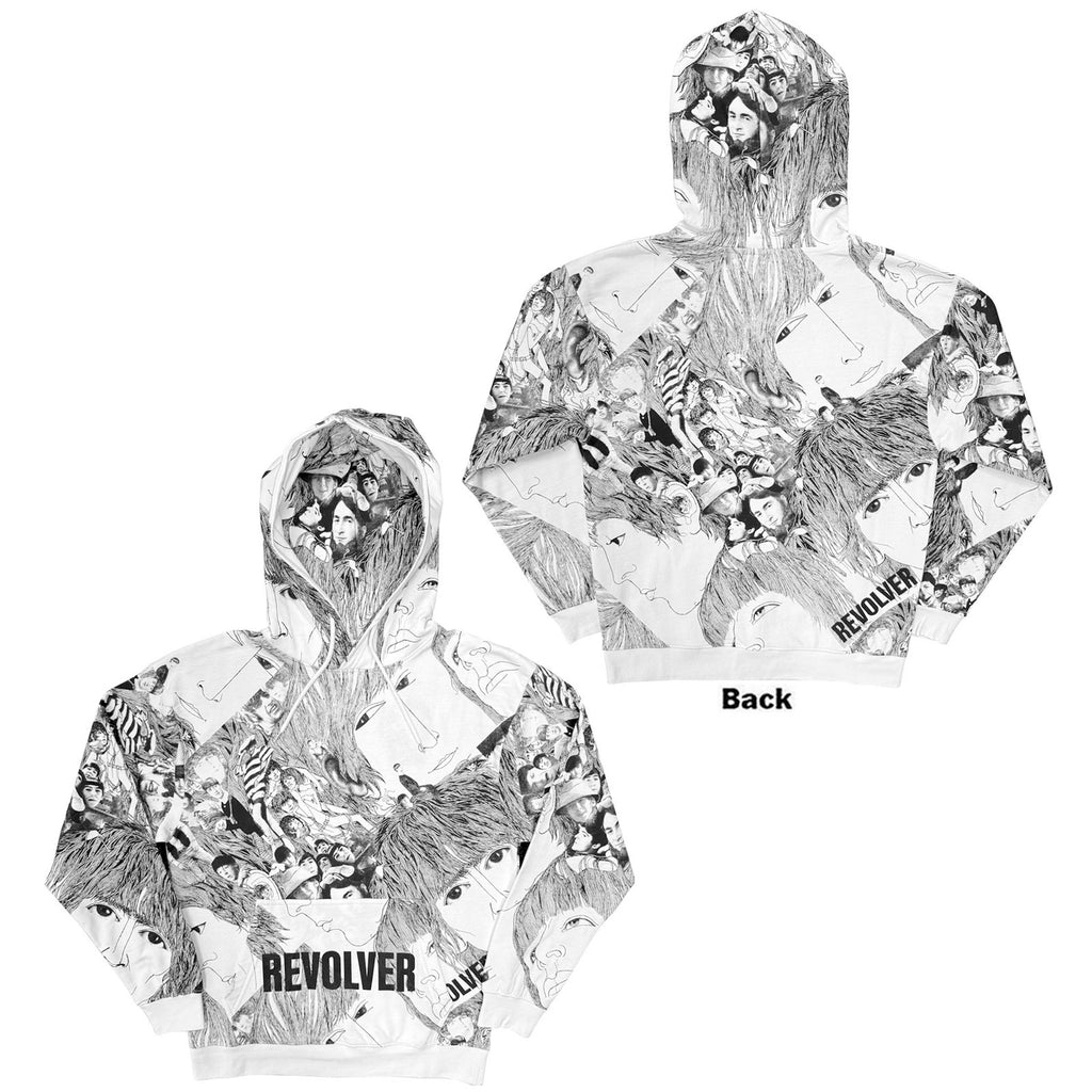 The Beatles - Revolver - All Over Print - White Hooded Sweatshirt