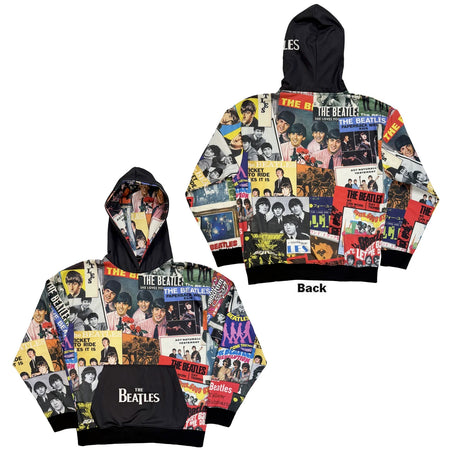 The Beatles - Single Covers - All Over Print - Black Hooded Sweatshirt