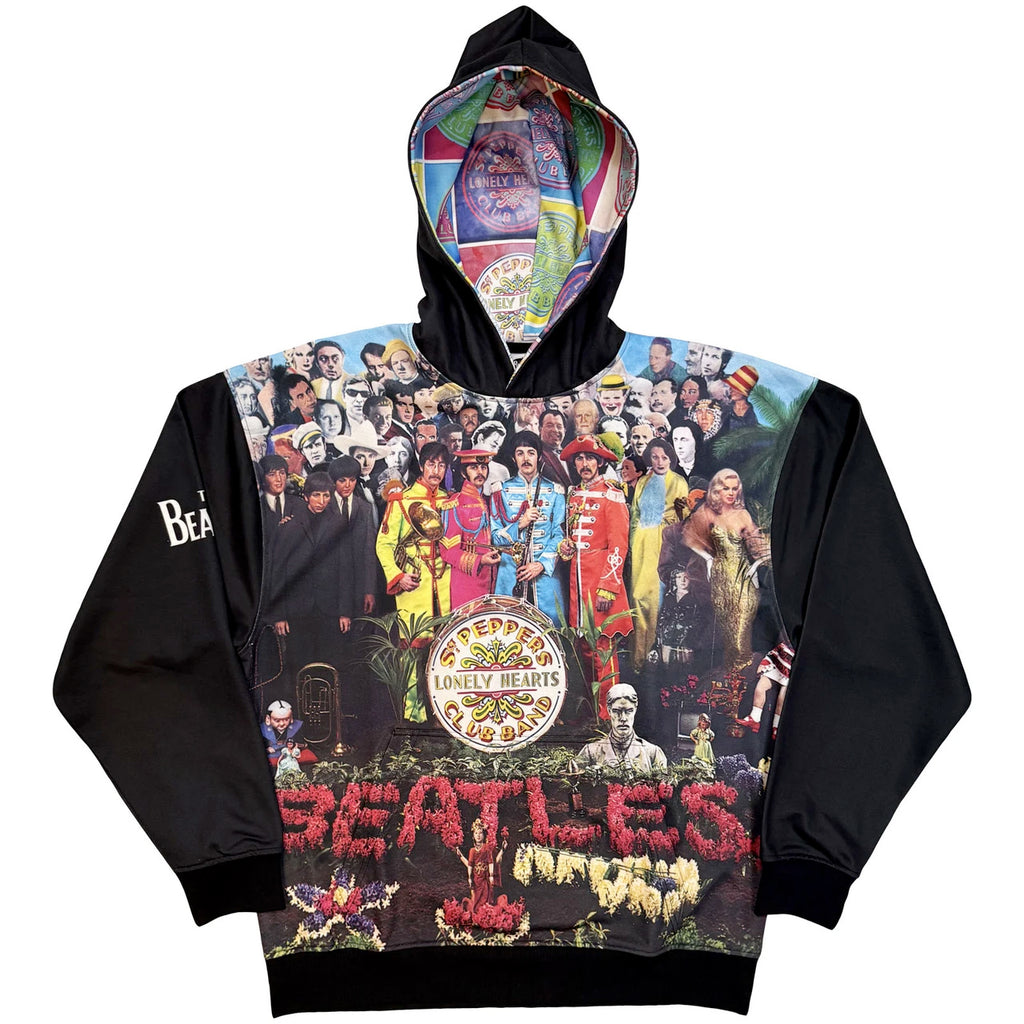 The Beatles - Sgt Pepper - All Over Print - Black Hooded Sweatshirt