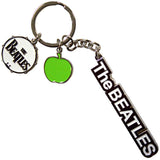 The Beatles - Text Logo Drop T Drum & Apple Charms- Metal Keychain