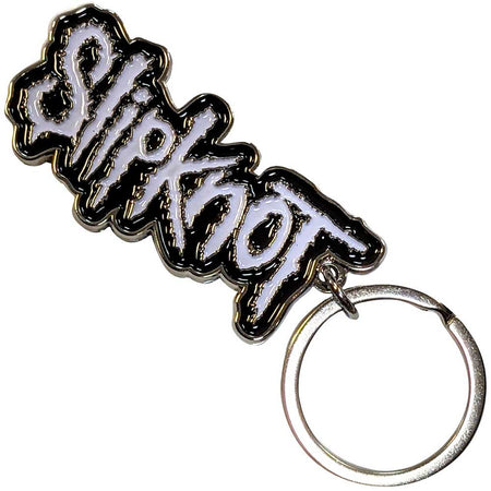 Slipknot - White Logo Black Border  - Metal Keychain