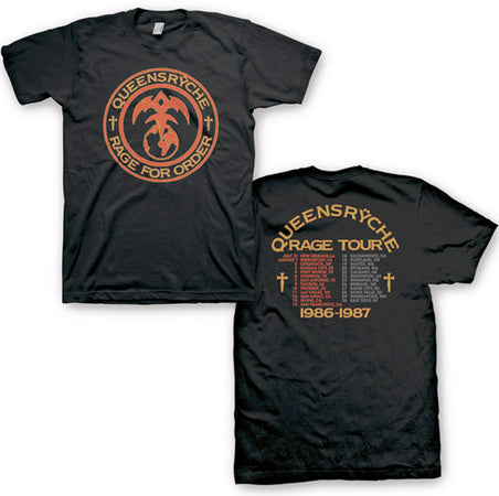 Queensryche - Rage For Order Tour - Black  T-shirt