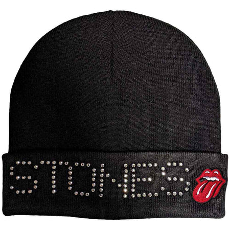Rolling Stones- STONES Embellished  - Black Ski Cap Beanie