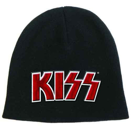 Kiss - Red Logo On White - Black Beanie Ski Cap