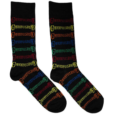 Grateful Dead - Colored Logos Pattern - Black Socks