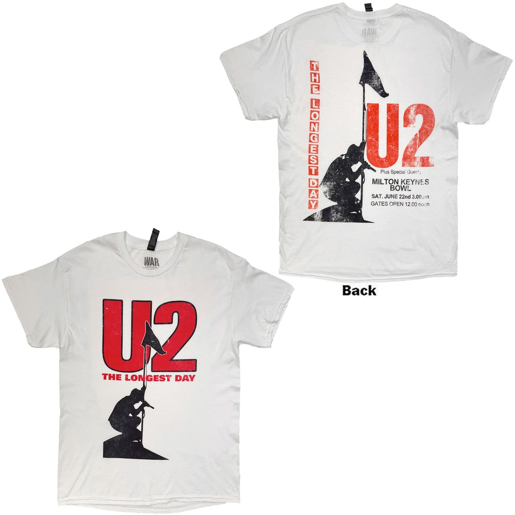 U2  - Longest Day - White t-shirt