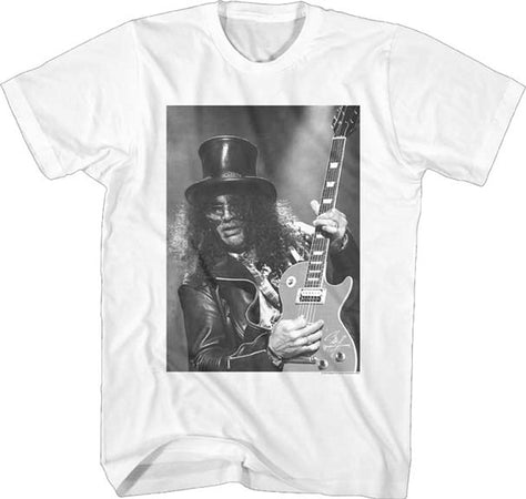 Slash - B/W Slash with Guitar - White t-shirt