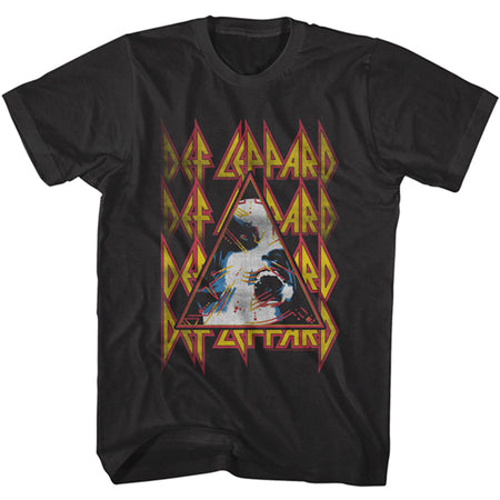 Def Leppard - Hysteria Face & Logos - Black t-shirt