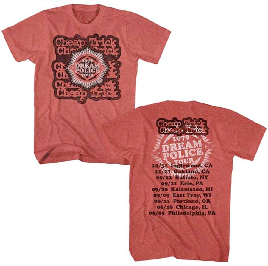 Cheap Trick-Dream Police Tour-Heather Red t-shirt