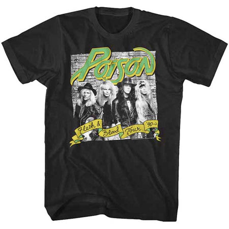 Poison - Flesh Blood Banner Tour 1990 - Black t-shirt