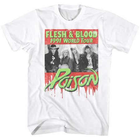 Poison - Flesh & Blood 91 World Tour - White t-shirt
