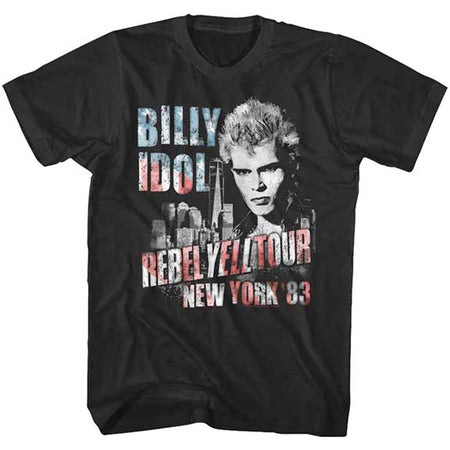Billy Idol - New York 83 Flag-Rebel Yell Tour - Black t-shirt