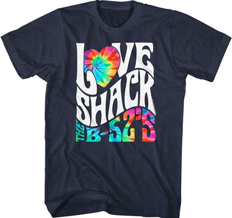 The B-52s - Love Shack Tie Dye Logo - Navy t-shirt
