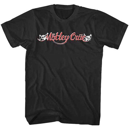 Motley Crue - Red and White Logo  - Black t-shirt