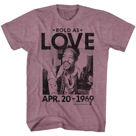 Jimi Hendrix - Bold As Love - Vintage Maroon Heather  t-shirt