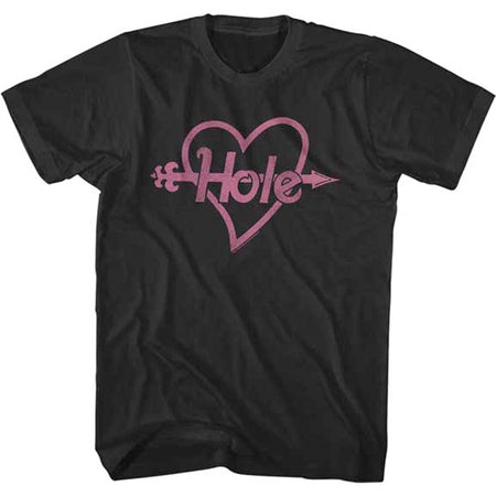 Hole - Pink Heart and Arrow - Black t-shirt