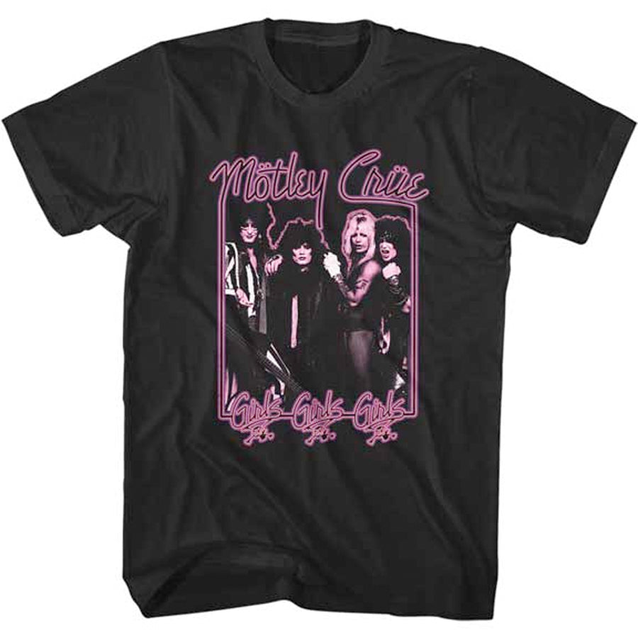 Motley Crue - Neon-Girls Girls Girls - Black  t-shirt