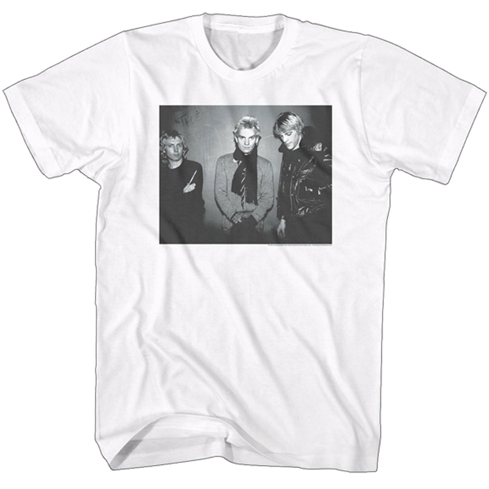 The Police - Black & White-Against The Wall - White t-shirt