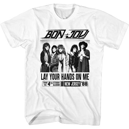 Bon Jovi - Lay Your Hands NJ 1988 - White  t-shirt