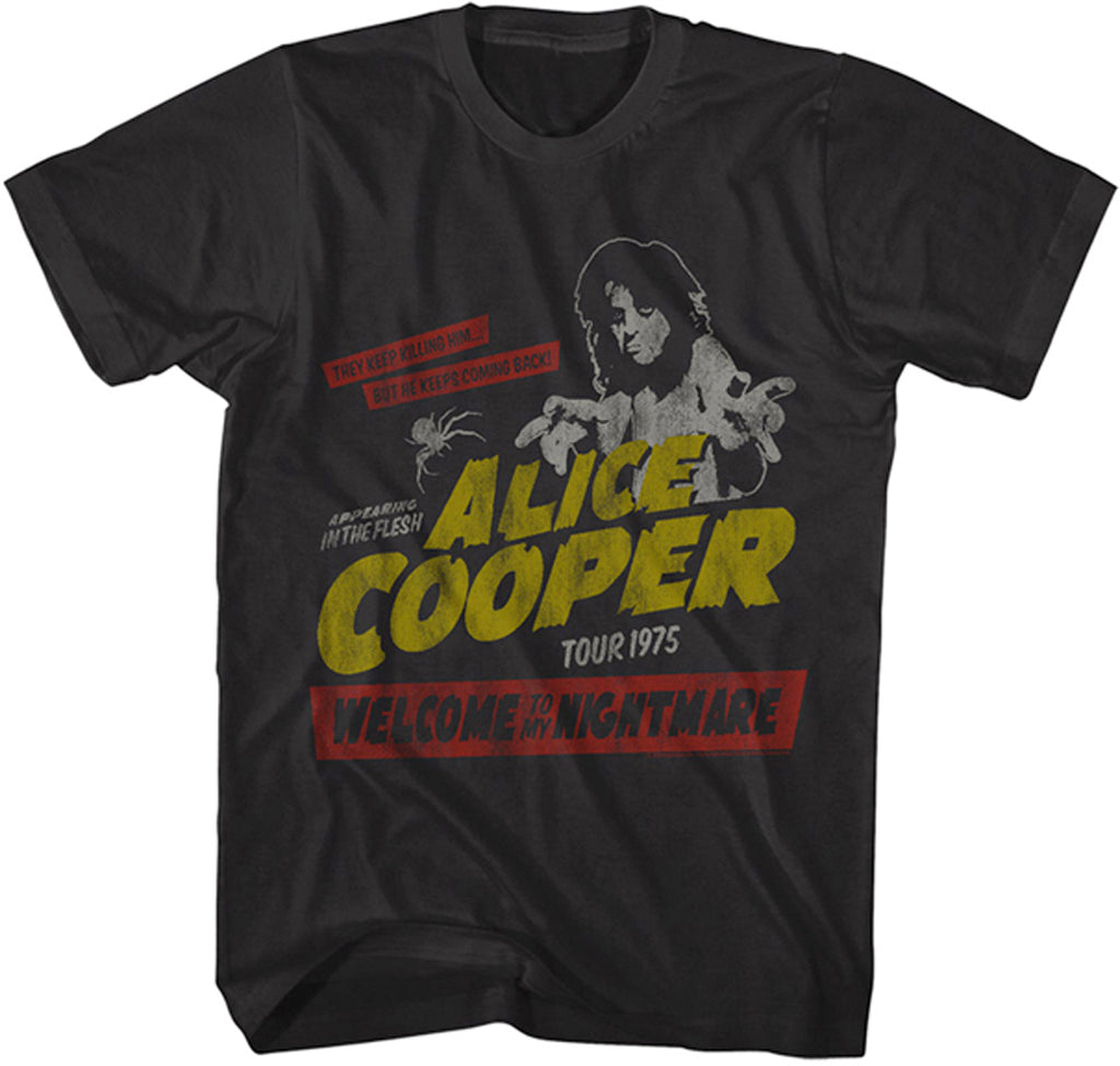 Alice Cooper-Tour 1975-Welcome To My Nightmare - Black t-shirt