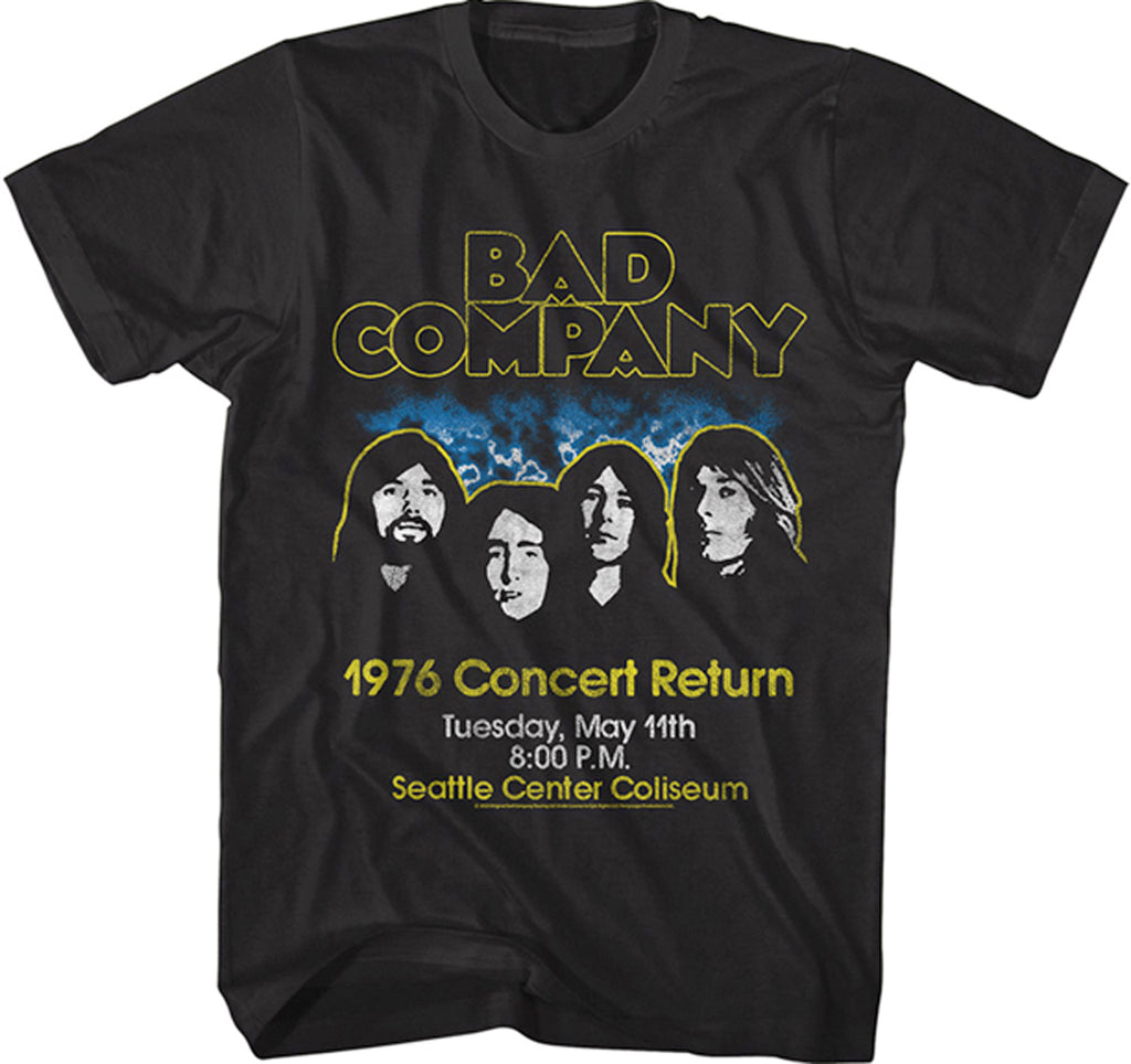 Bad Company - Concert Return 1976 - Black  t-shirt
