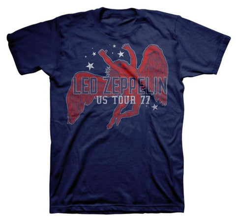 Led Zeppelin -  Red Icarus Stars US 77 - Navy Blue T-shirt