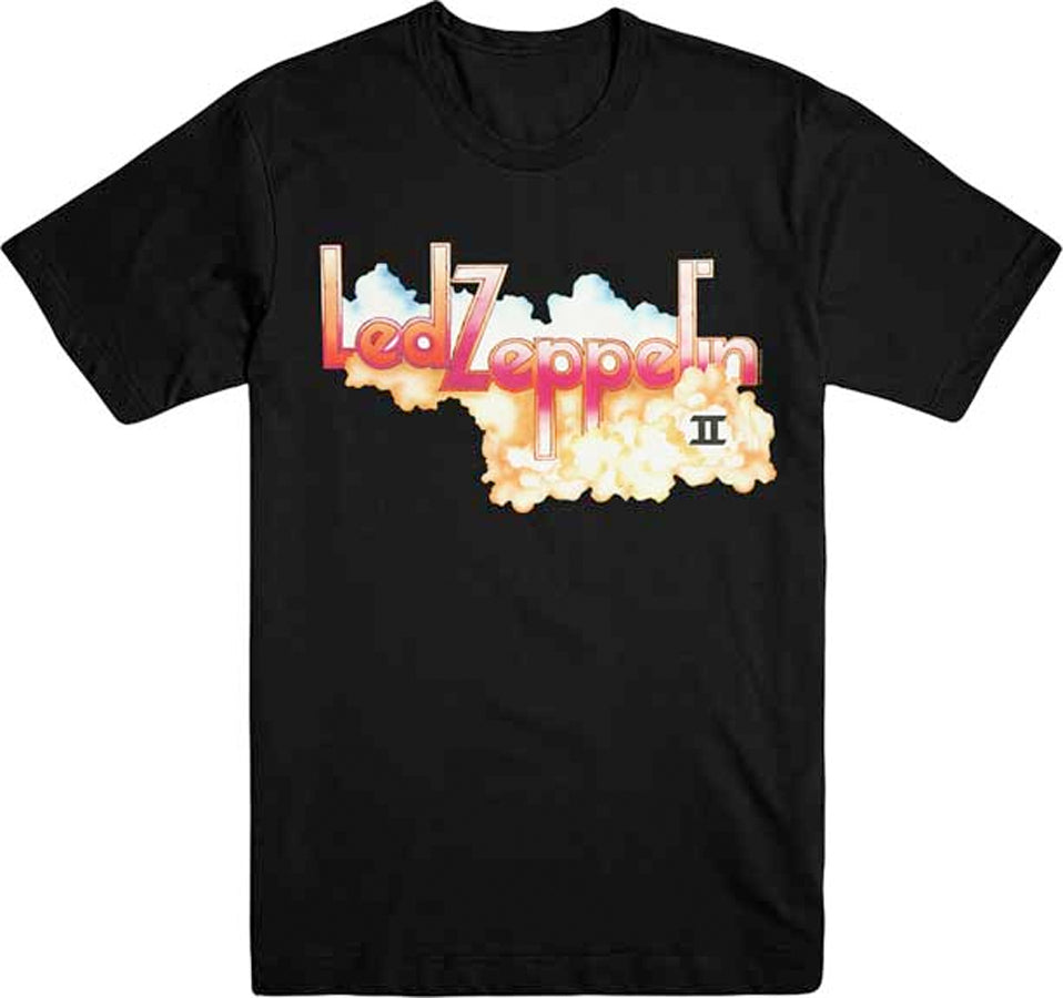 Led Zeppelin -  Led Zeppelin II Logo with Flag - Black T-shirt