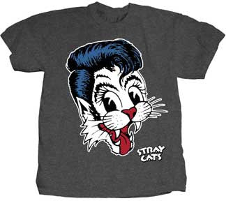 The Stray Cats-Big Blue Cat-Heather Charcoal T-shirt