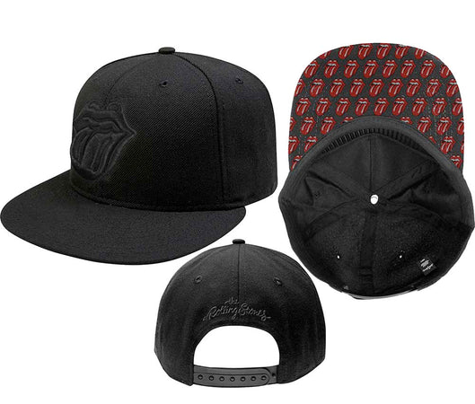 The Rolling Stones - Snapback-Tongue Logo - Black Baseball Cap