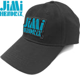 Jimi Hendrix - Distressed Blue Logo - Black Baseball Cap