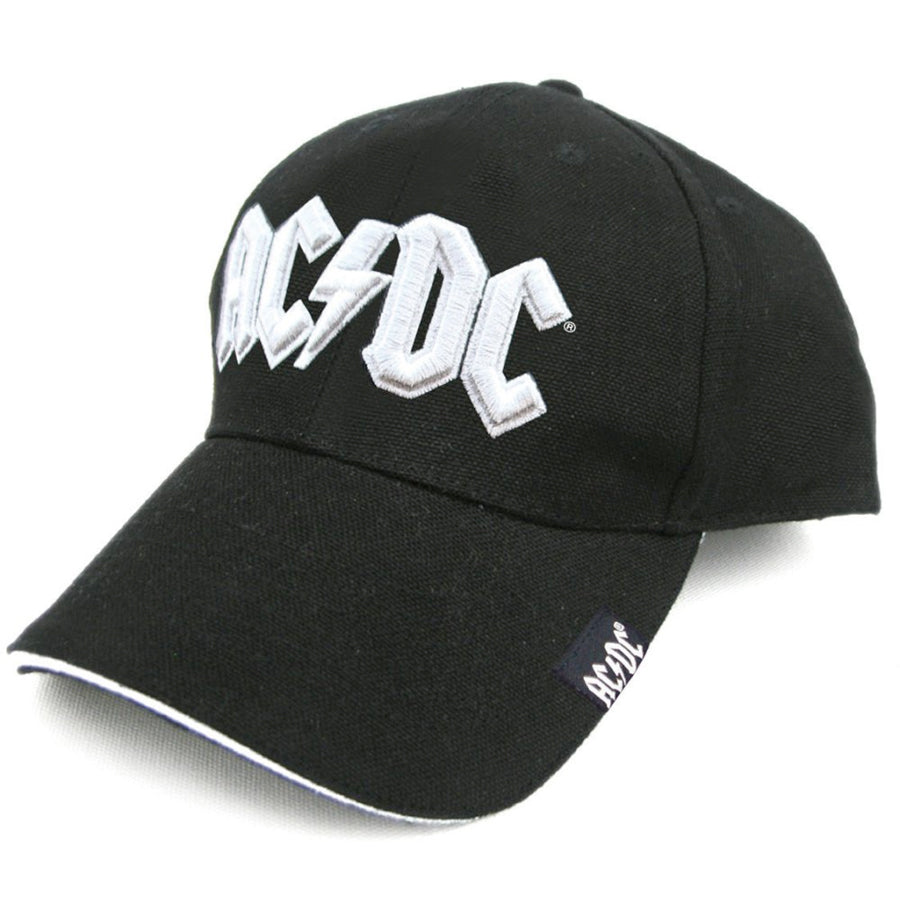 AC/DC - White Logo - Black OSFA Baseball Cap – burning airlines