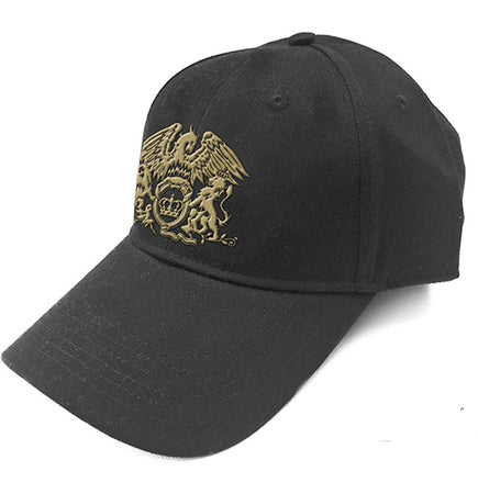 Queen - Gold Classic Crest Logo - Black OSFA Snapback Baseball Cap