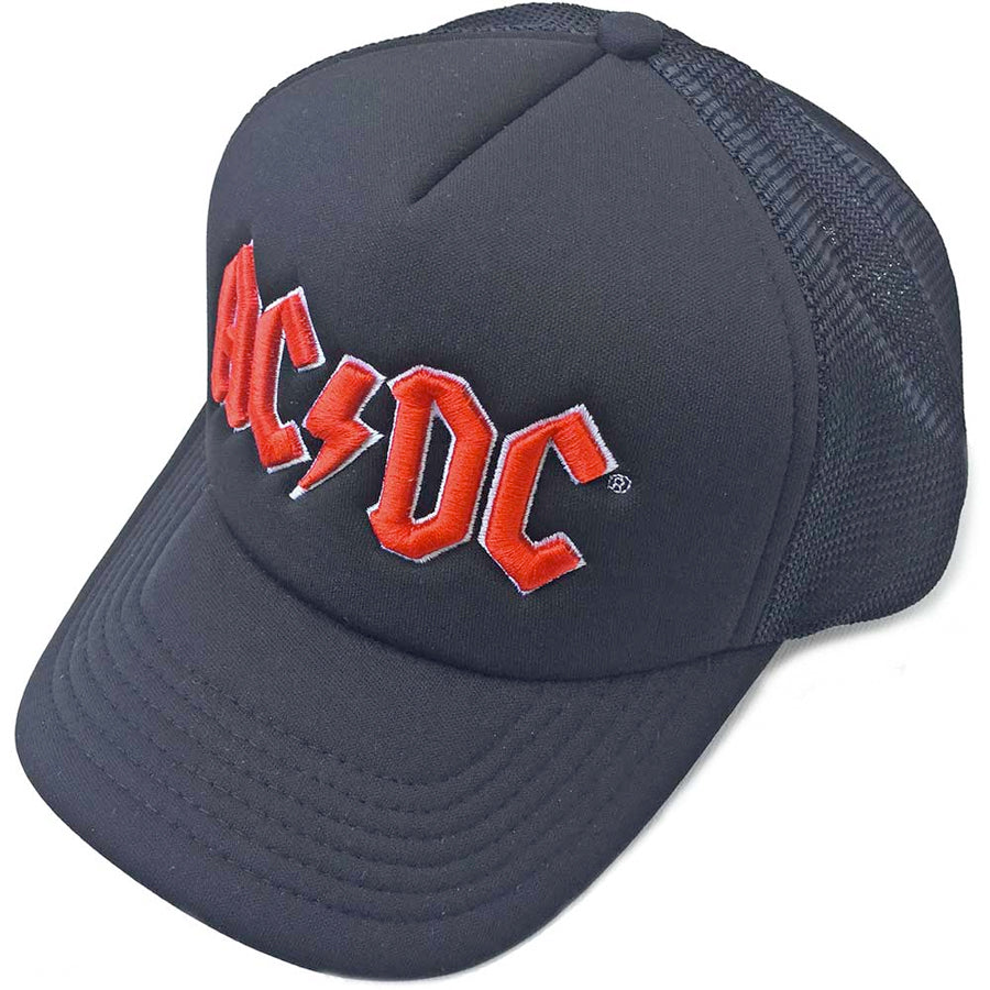 AC/DC - Red Logo - Black OSFA Mesh Back Baseball Cap – burning airlines