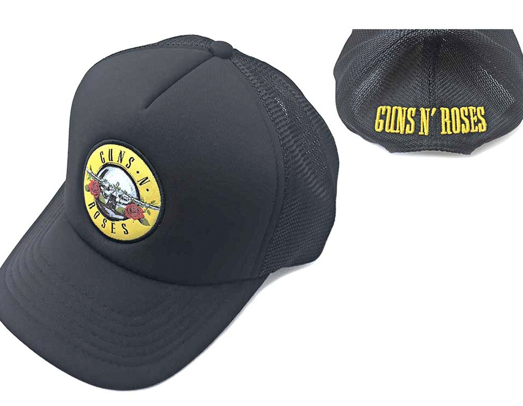 Guns N Roses-Circle Logo - Black OSFA Mesh Back Baseball Cap