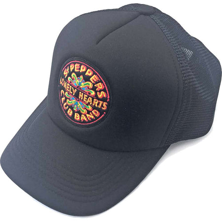 The Beatles - Sgt Pepper Logo - Black OSFA Mesh Back Baseball Cap