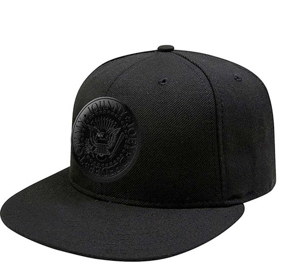 Ramones - Seal Logo - Black on Black OSFA Snapback Baseball Cap