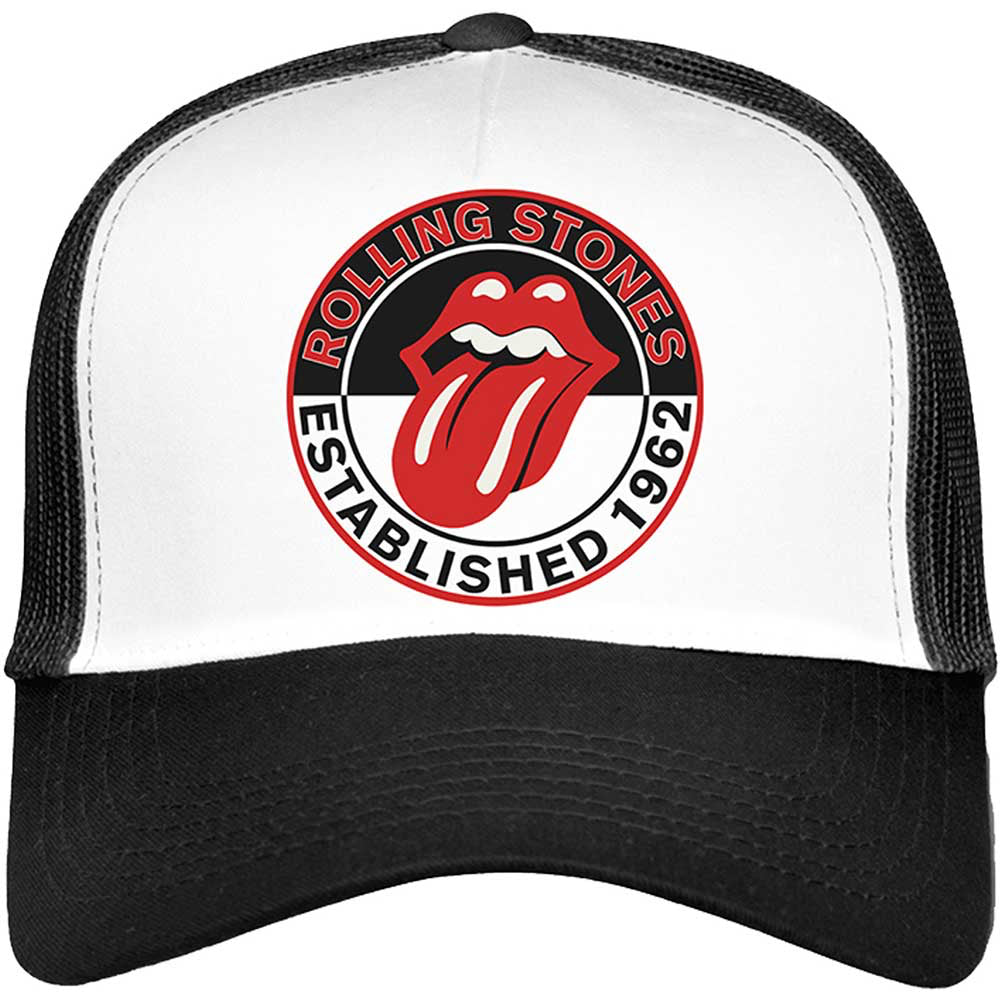 The Rolling Stones - Est 1962- Black OSFA Mesh Back Trucker Baseball Cap