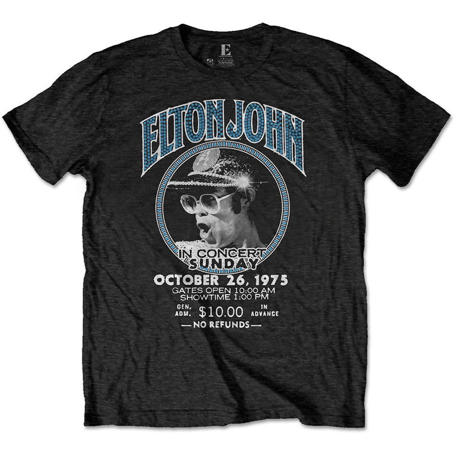 Elton John - Eco-Tee-Live In Concert 1975 - Black T-shirt