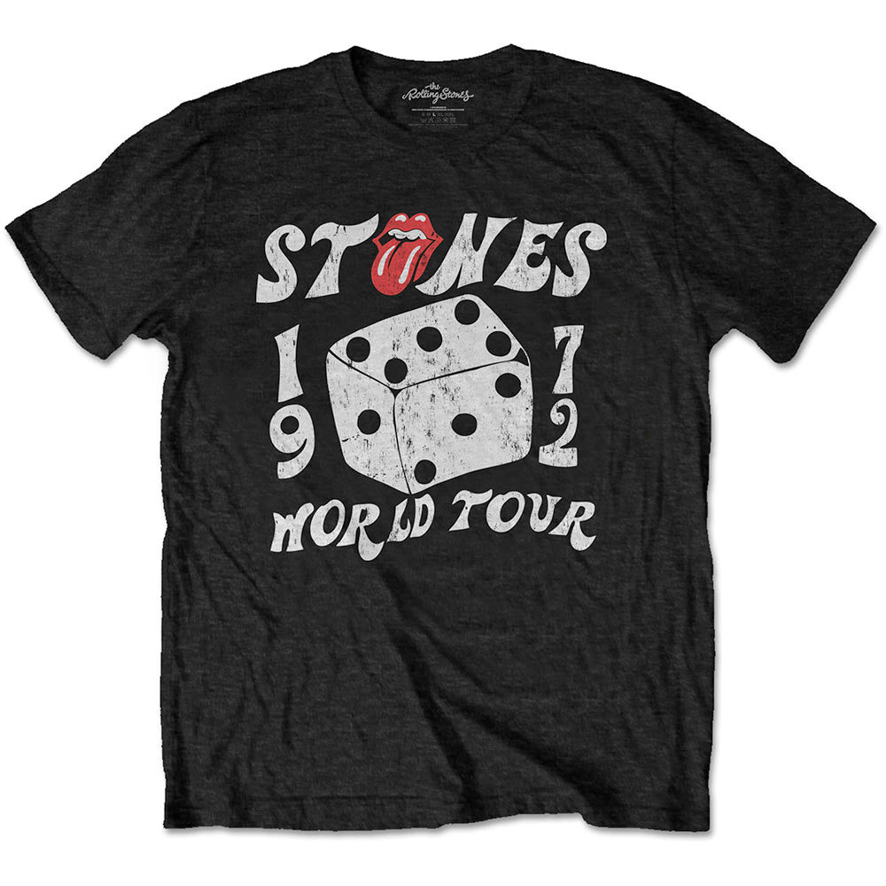 The Rolling Stones - Eco-Tee-Dice Tour 72- Black T-shirt