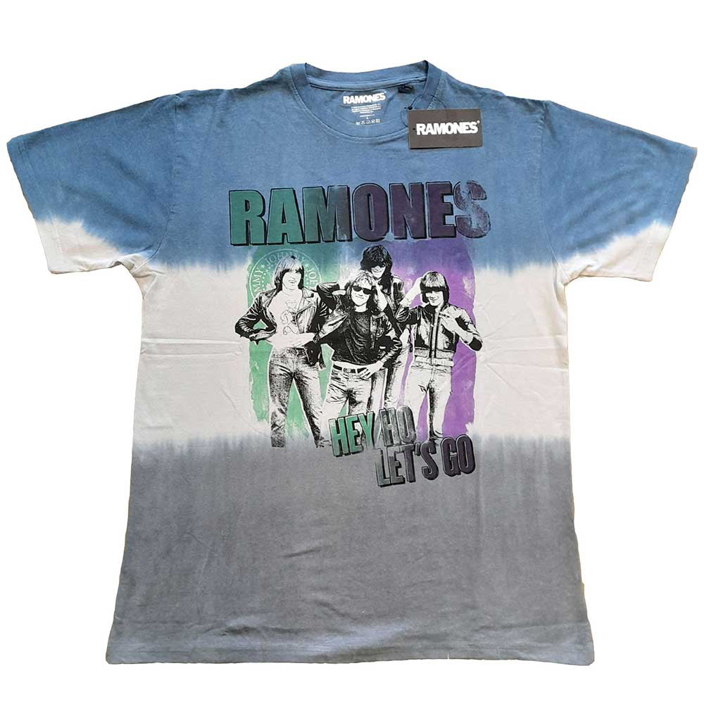 The Ramones - Hey Ho Retro - Blue Dip Dye  T-shirt