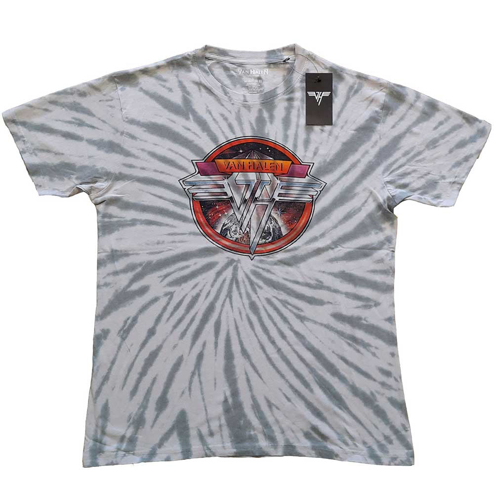 Van Halen - Chrome Logo - Grey Dip Dye T-shirt