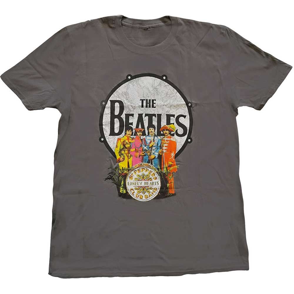 The Beatles - Sgt Pepper & Drum - Charcoal Grey T-shirt