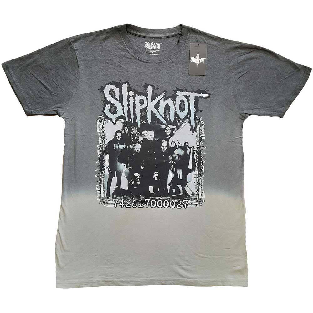 Slipknot --Barcode Photo with Backprint - Dip Dye Grey t-shirt