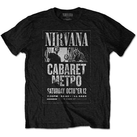 Nirvana - Kurt Cobain - Cabaret Metro- Black t-shirt