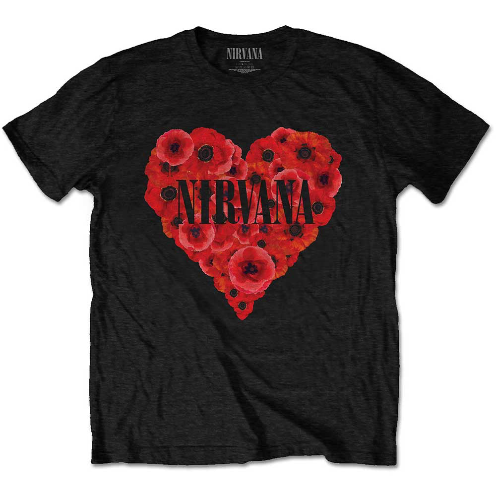 Nirvana - Kurt Cobain - Poppy Heart - Black t-shirt