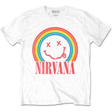 Nirvana - Kurt Cobain - Smiley Rainbow - White t-shirt